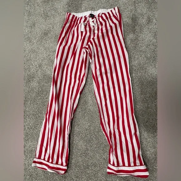 J Crew Pajama Set Womens XS Red White Stripe Long Sleeve Pants 100% Cotton - Picture 4 of 6